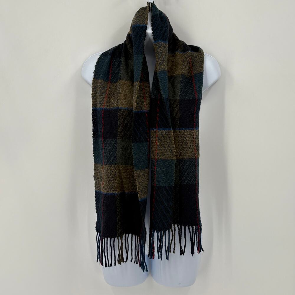 CASHMINK by V. Fraas Plaid Fringe Scarf 100% Acrylic Germany